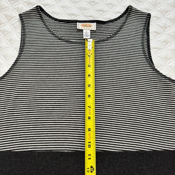 Talbots Vintage Sleeveless Striped Top Sheath Maxi Dress Charcoal Gray Size LP - Picture 9 of 11